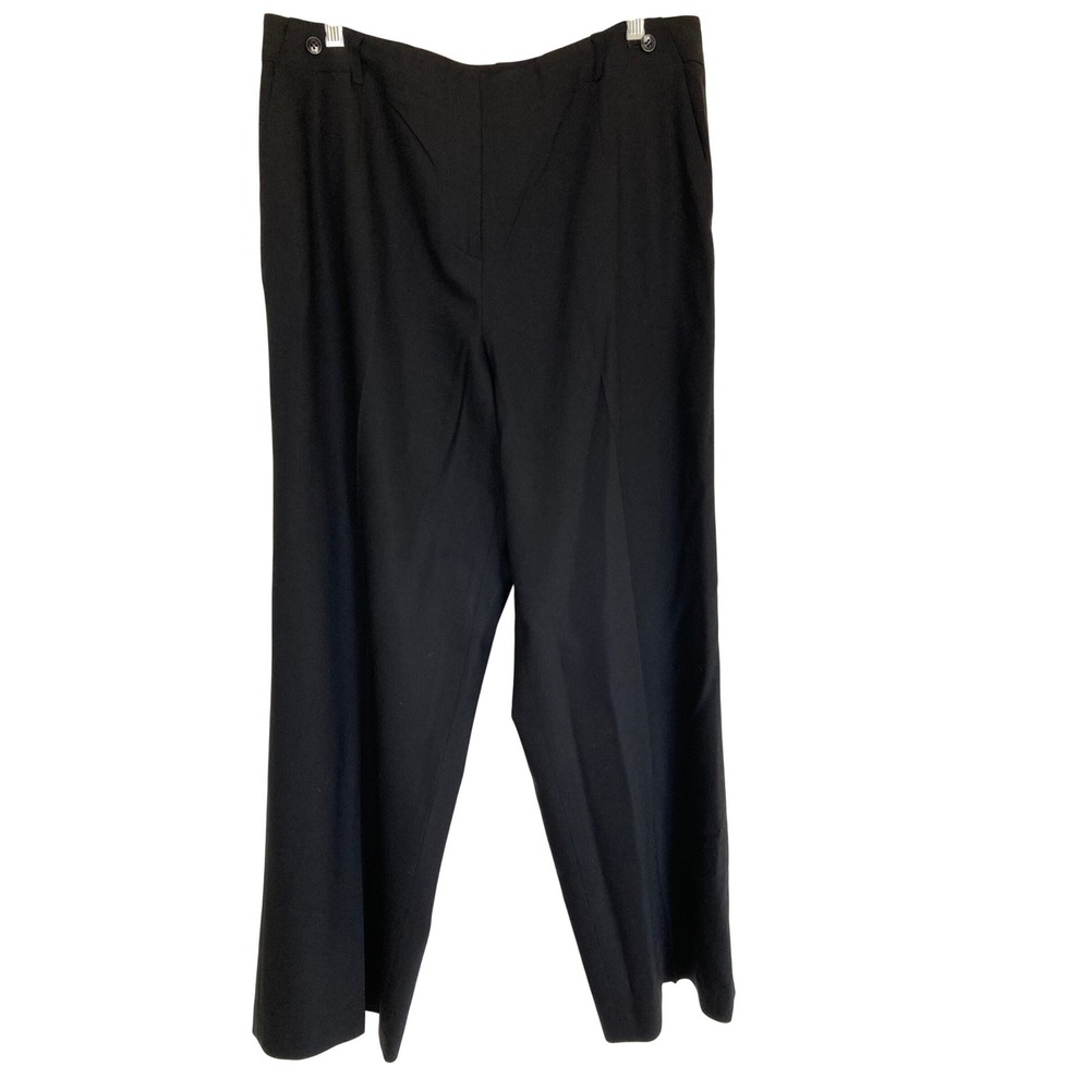 Talbots Black Wide Leg Wool Trousers Italian Fabric Made in Japan Size 14